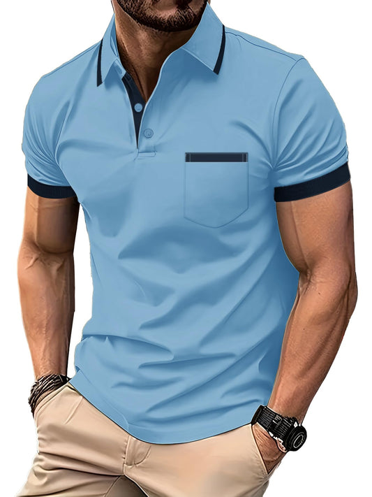 Polo Тениска Мъжки Къс Ръкав, Дишаща, Golf Slim Fit с Джоб на Гърдите