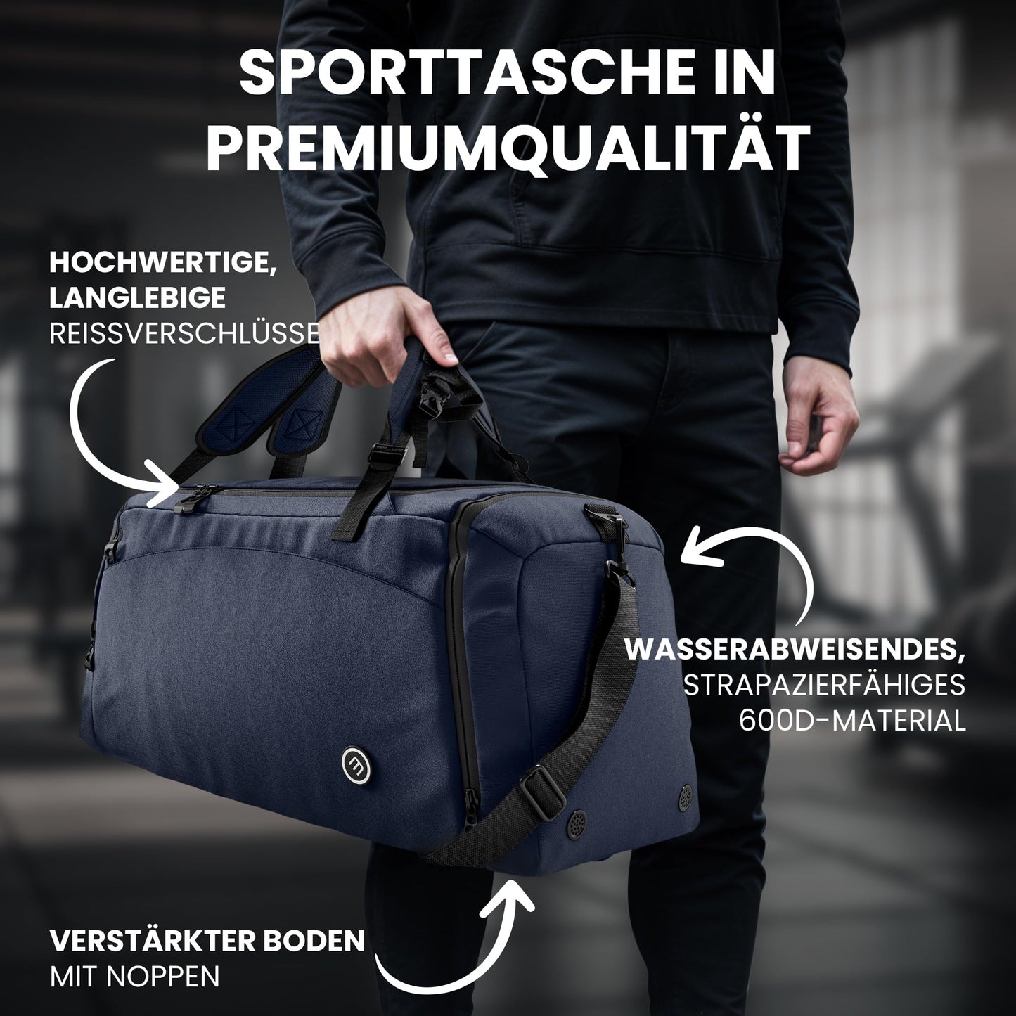 Спортна чанта, тренировъчна чанта с функция раница, отделение за обувки, отделение за мокри предмети | Пътна чанта 40/60 литра