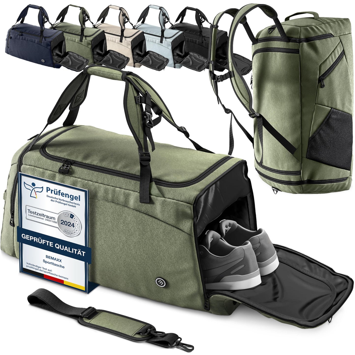 Спортна чанта, тренировъчна чанта с функция раница, отделение за обувки, отделение за мокри предмети | Пътна чанта 40/60 литра