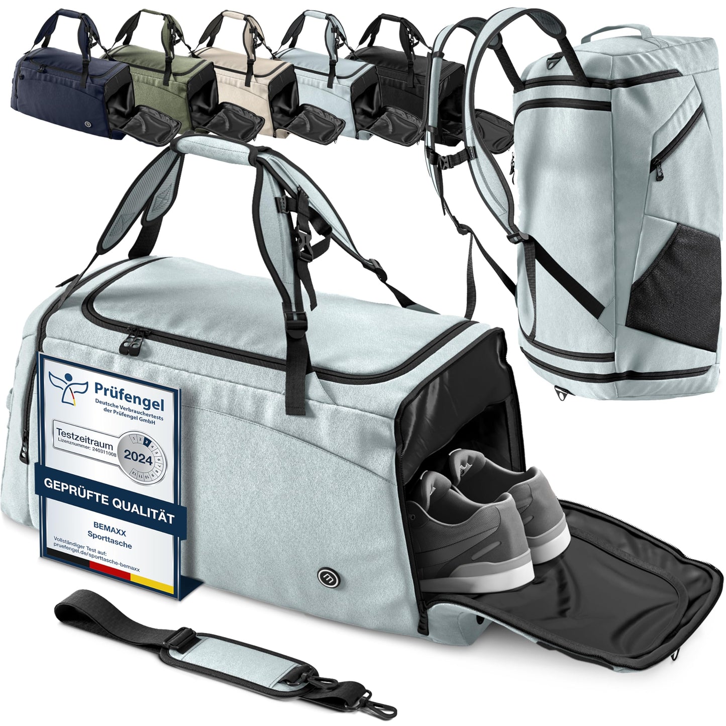 Спортна чанта, тренировъчна чанта с функция раница, отделение за обувки, отделение за мокри предмети | Пътна чанта 40/60 литра