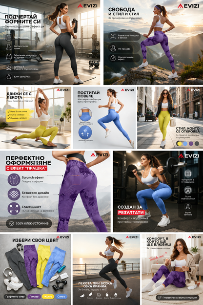 3D Компресиращи Клинове срещу Целулит | Push Up, Висока Талия, Лимфодренаж | Йога & Фитнес